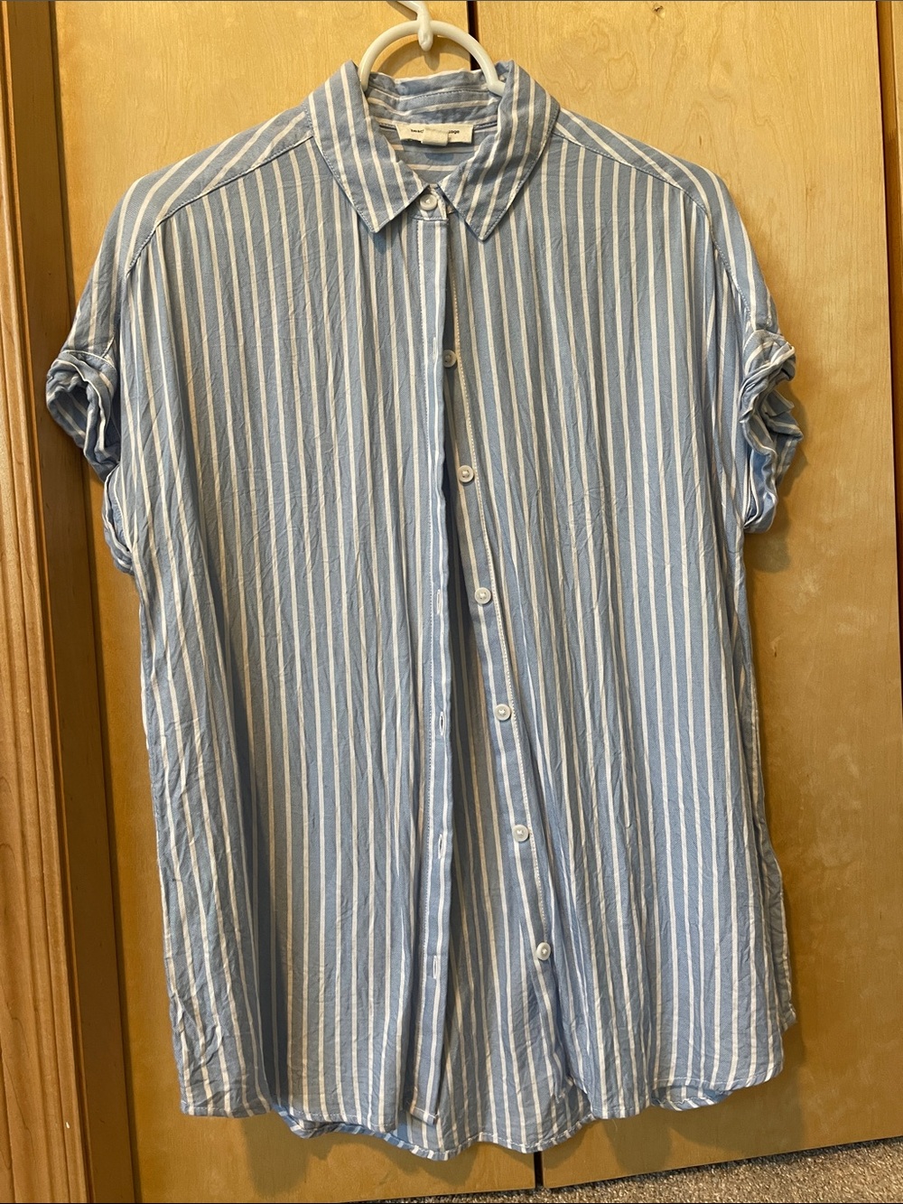 Free with purchase: Blue and White Striped Button-Up Shirt